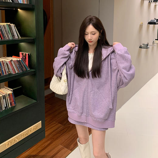 金蘑菇菇【水蜜桃子】高定设计师款卫衣套装慵懒显瘦上衣半裙套装 商品图2