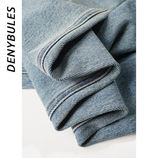 DENYBULES 高腰港风烟管裤小直筒显瘦浅蓝百搭高腰柔软亲肤 商品图4