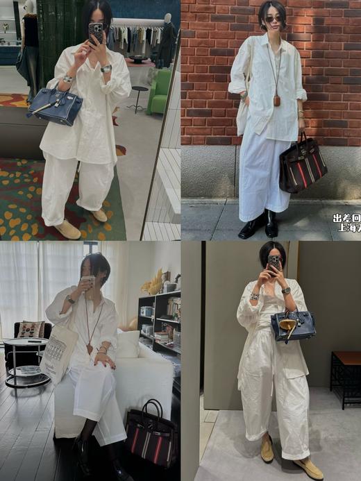 HIDEMI 甄选长绒棉酵素水洗做旧感空气微褶皱极简廓形男朋友衬衫 商品图1