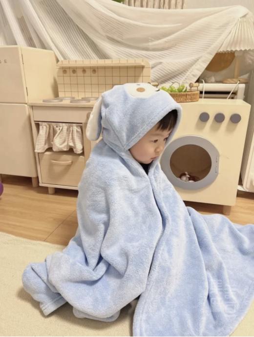 🌸【兔耳朵珊瑚绒斗篷浴巾】✅多款颜色可选，❤️帽子立体耳朵 ✅连帽的斗篷设计，✨扣上暗扣就是小披风空调毯一件，✨家长宝宝都可以用~ 商品图0