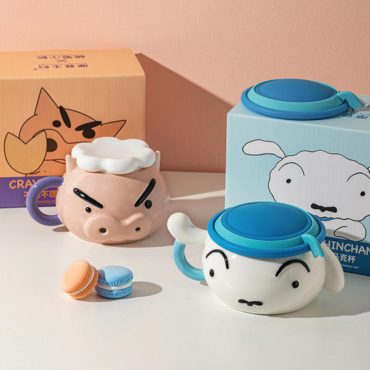摩登主妇&蜡笔小新 左卫门马克杯带盖创意杯子陶瓷杯家用水杯 商品图4