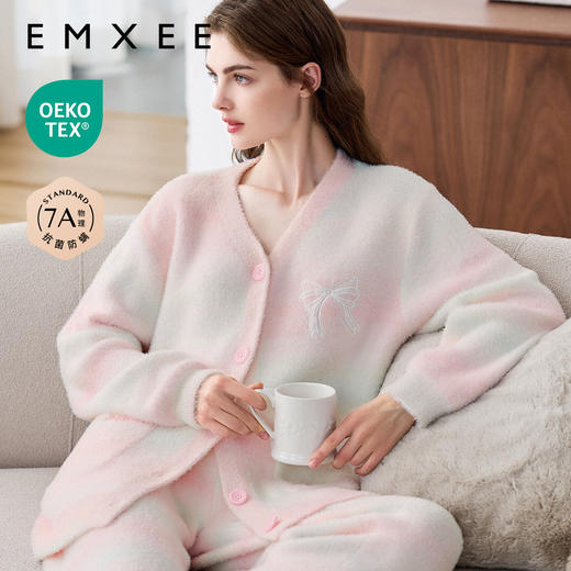 【家居服专场】嫚熙秋冬季孕妇哺乳睡衣保暖仿貂毛半边绒月子服加绒加厚家居服 商品图5