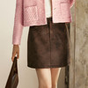 
OLrain欧芮儿摩卡色半身裙女秋季2024年新款复古麂皮印染A字短裙 商品缩略图3