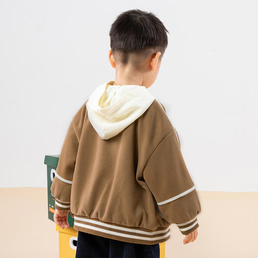 贝贝怡童装男童外套连帽卫衣2件套2024秋新款潮酷帅气夹克棒球服ZB3DS045 商品图2