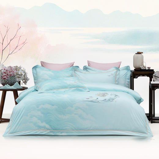 多喜爱山海经 60S贡缎磨绒四件套 文鳐观潮 商品图0