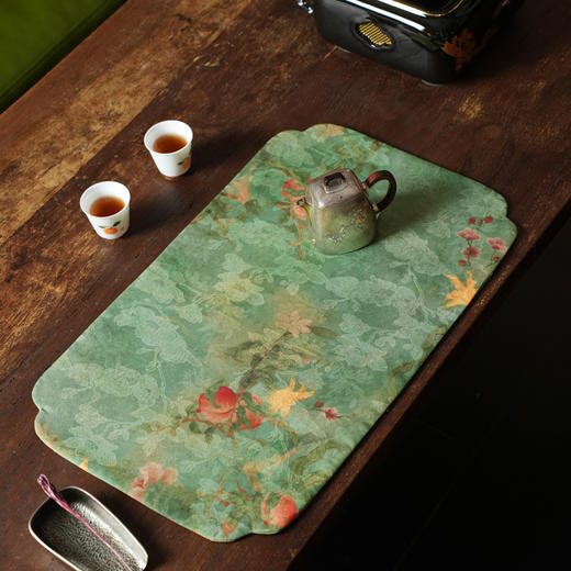 暗香疏影/香云纱/真丝香云纱双面设计干泡茶垫茶席50x30cm 商品图2