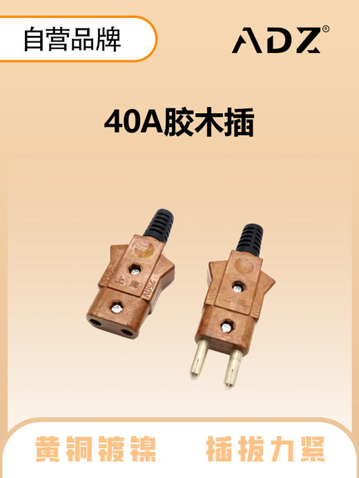 带线卡胶木插头 40A（五对） 商品图0
