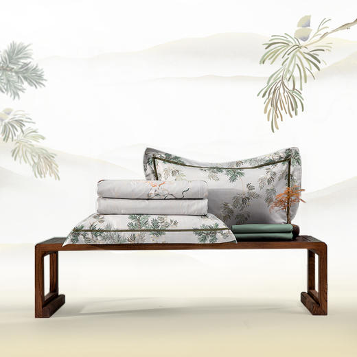 多喜爱山海经 60S贡缎磨绒四件套 鹿松和鸣 商品图1