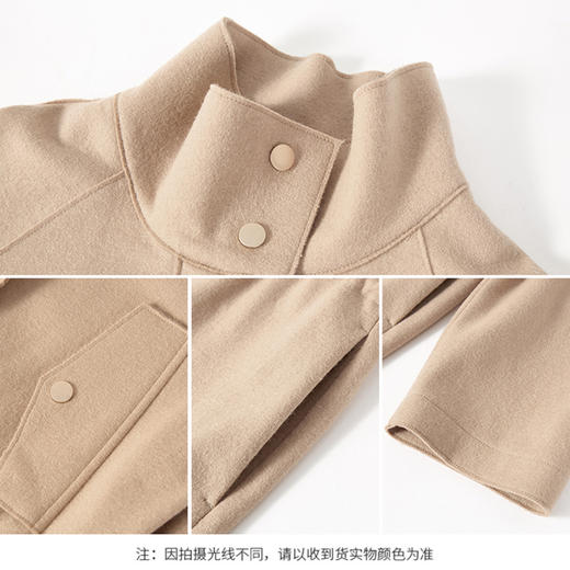 【商场同款】CNJ4978“随性风衣外套”气质卡其色  羊毛针织呢外套 松弛H版型 立翻领设计 干练利落 腰部抽绳 通勤风衣 商品图5