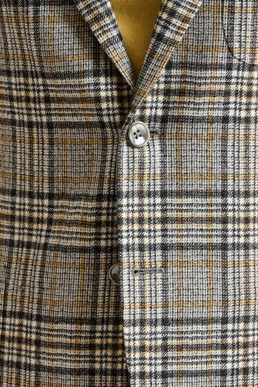 Scabal Escape 澳洲美丽诺羊毛灰色格纹全麻衬单西 商品图5