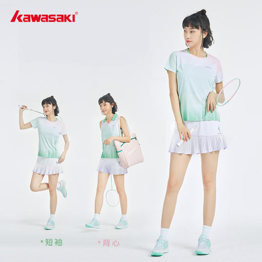 川崎 羽毛球服女款青花瓷速干短裙透气短裙运动T恤 K1C02-A2946/K1C09-A2775 商品图1