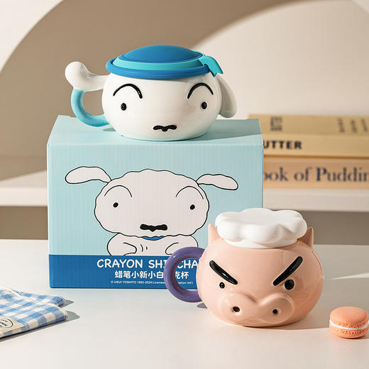 摩登主妇&蜡笔小新 左卫门马克杯带盖创意杯子陶瓷杯家用水杯 商品图0