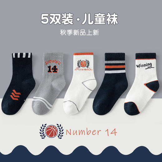 【5双装儿童袜子男童】春秋棉袜 男宝宝秋冬吸汗中筒袜 卡通舒适男女孩棉袜  商品图14