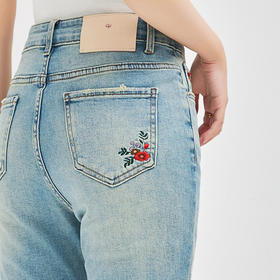 精致简约绣花温柔气质名媛弹力小个子牛仔裤WLZD-2405309