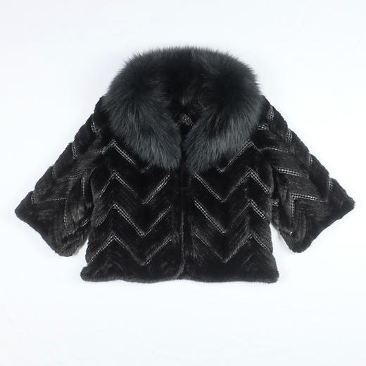 SIM GRACE 优雅夫人女款纯手工编织工艺设计时尚层次分明进口水貂毛绵羊皮短款 商品图3