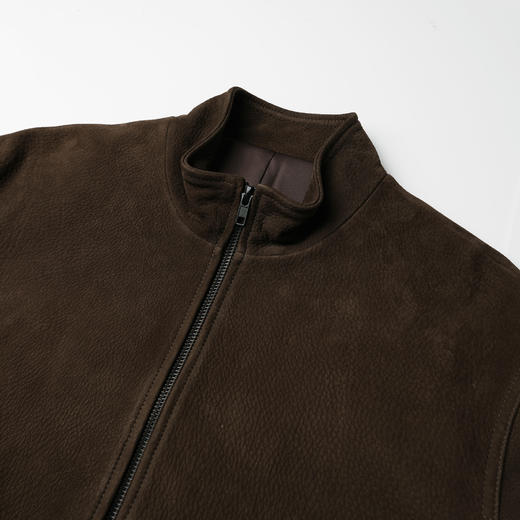 ROMI STUDIO“棕标甄选”轻量山羊正绒自然纹理收腰短皮衣 441P6020 商品图3