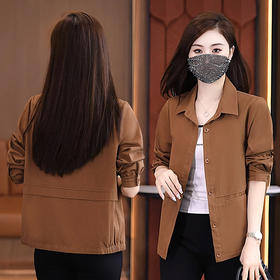 YLP-4563时尚休闲短款外套女春秋2024秋季新款宽松显瘦衬衫百搭夹克上衣潮