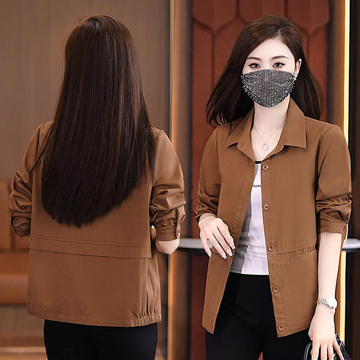 YLP-4563时尚休闲短款外套女春秋2024秋季新款宽松显瘦衬衫百搭夹克上衣潮 商品图0