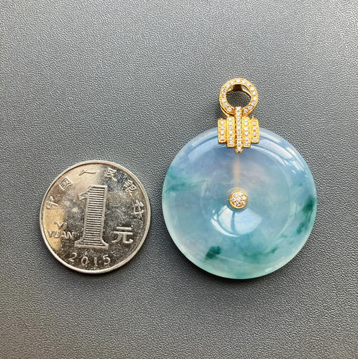 高冰种紫罗兰飘花翡翠平安扣18k黄金钻石镶嵌 商品图2