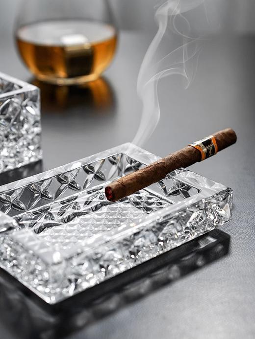 捷克进口水晶玻璃 两用双层雪茄盒烟灰缸 客厅办公室创意储物礼盒钻石雪茄双层烟缸12cm 商品图3