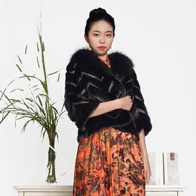 SIM GRACE 优雅夫人女款纯手工编织工艺设计时尚层次分明进口水貂毛绵羊皮短款