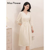 勿忘花杏色复古新中式重工连衣裙女2024秋季新款内搭收腰显瘦裙子 商品缩略图0