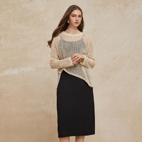 PG638斯尔丽2024新款手工钩花设计感廓形上衣搭配吊带背心连衣裙套装