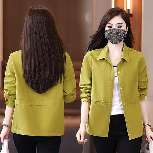 YLP-4563时尚休闲短款外套女春秋2024秋季新款宽松显瘦衬衫百搭夹克上衣潮 商品图2