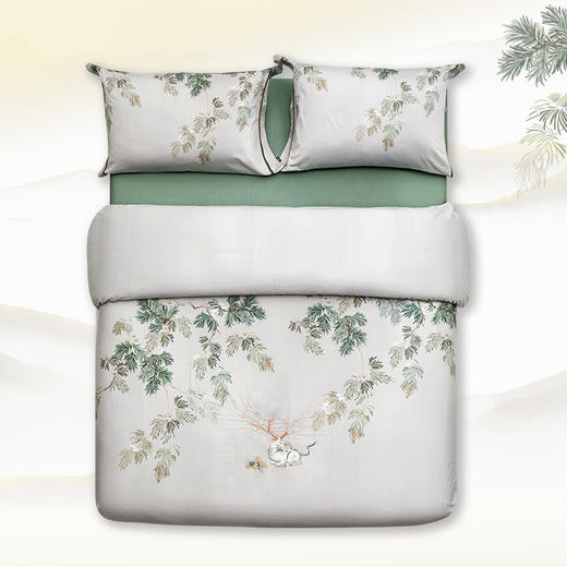 多喜爱山海经 60S贡缎磨绒四件套 鹿松和鸣 商品图5