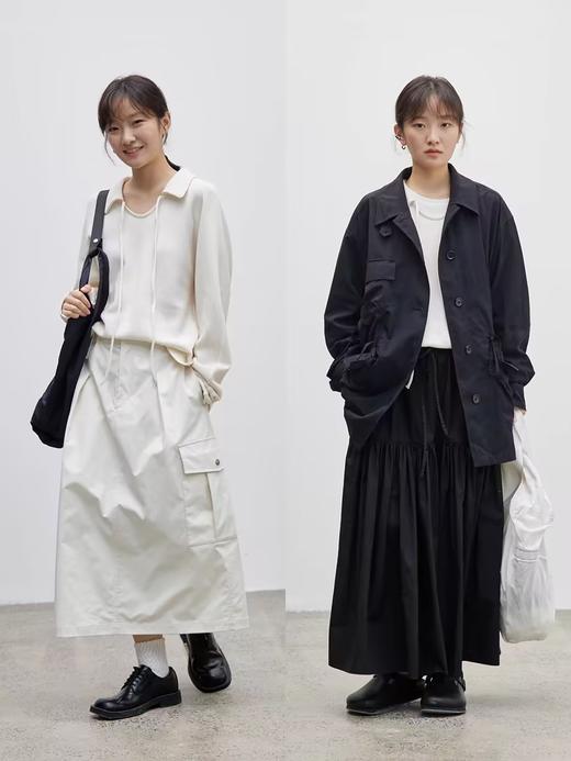 步履不停/4C15076C/U型翻领系带蝙蝠袖长袖T恤 商品图4