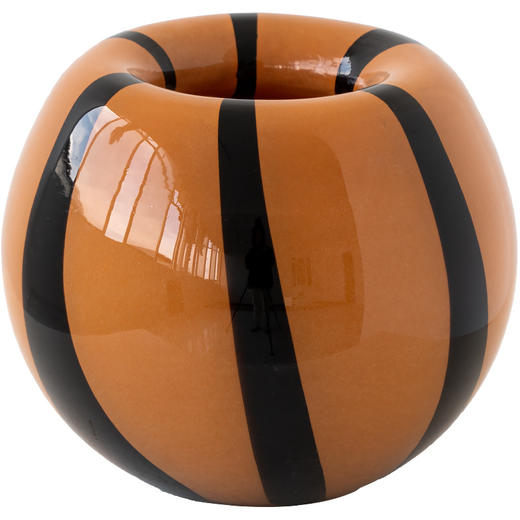 复古手工玻璃花瓶黑色条纹苹果圆形软装家居饰品摆件 商品图4