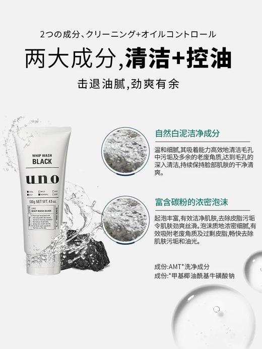 日本资生堂uno洗面奶男士专用祛痘控油保湿清洁去角质130g 商品图3