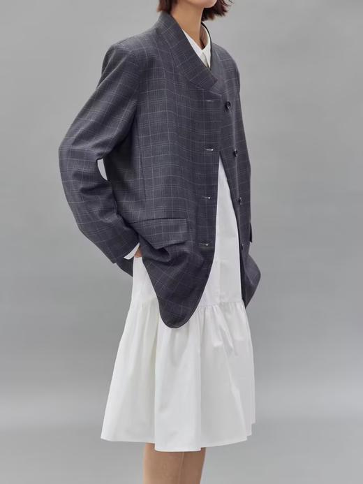 步履不停/4C22021C/微弹顺滑米色蓝格子西装外套上衣 商品图3