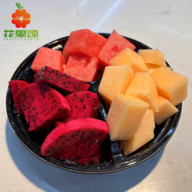 【经典三拼】麒麟西瓜+脆甜哈密瓜+红心火龙果 3拼切盒 500g