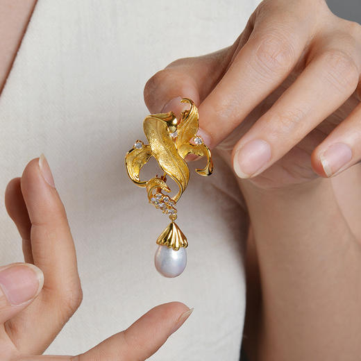 玛芮雅淡水珍珠胸针秋思法式时尚百搭高档礼品送女友 商品图1