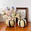 复古手工玻璃花瓶黑色条纹苹果圆形软装家居饰品摆件 商品缩略图2