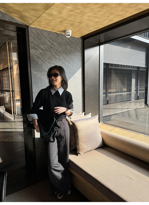 衬衫拼接气质毛衣 商品图2