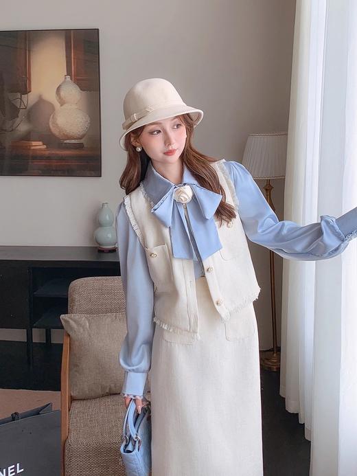 张心子【纽约日报】英伦范小香风马甲套装裙女秋冬上衣裙子两件套 U2409054 商品图0