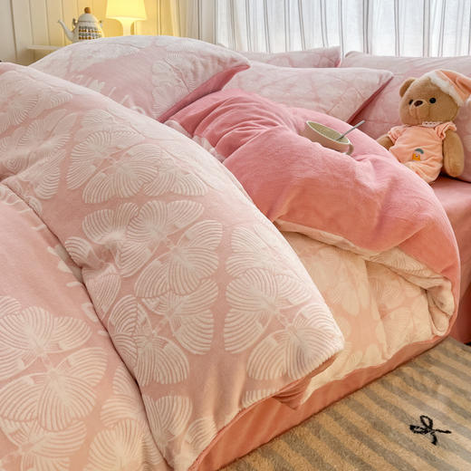 冬季【A类母婴级牛奶绒四件套】保暖加厚雕花加绒双面绒 防静电四件套 商品图11