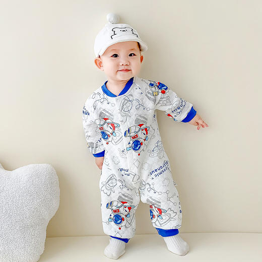 【亲肤柔软，透气舒适，内里夹棉，厚实保暖】初生婴儿衣服秋冬季 宝宝冬装夹棉连体衣 保暖加厚新生儿哈衣爬服潮款-QQ 商品图12