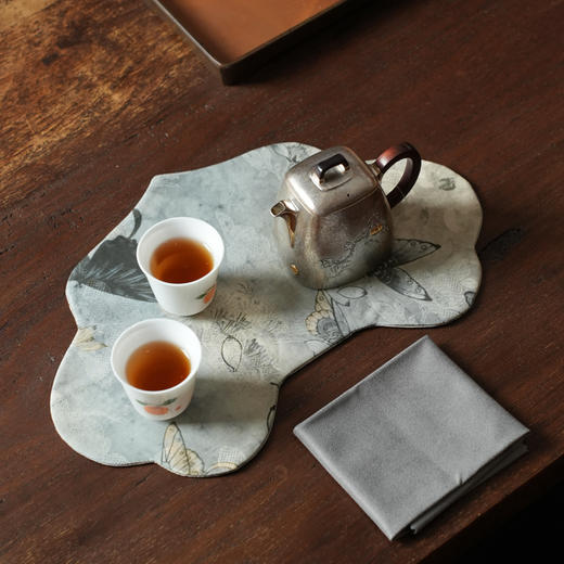 暗香疏影/香云纱/如意茶垫/真丝香云纱双面设计干泡茶垫茶席 29.5x20cm 商品图4