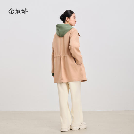 【商场同款】CNJ4978“随性风衣外套”气质卡其色  羊毛针织呢外套 松弛H版型 立翻领设计 干练利落 腰部抽绳 通勤风衣 商品图10