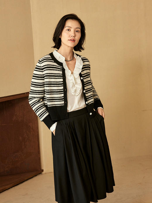 顶级100%苏格兰邓肯羊绒条纹开衫FJ488623O 商品图3