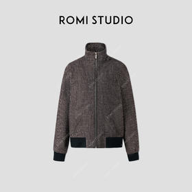 ROMI STUDIO“率性自我”绵羊毛混纺肌理感立领短夹克外套 431W9085