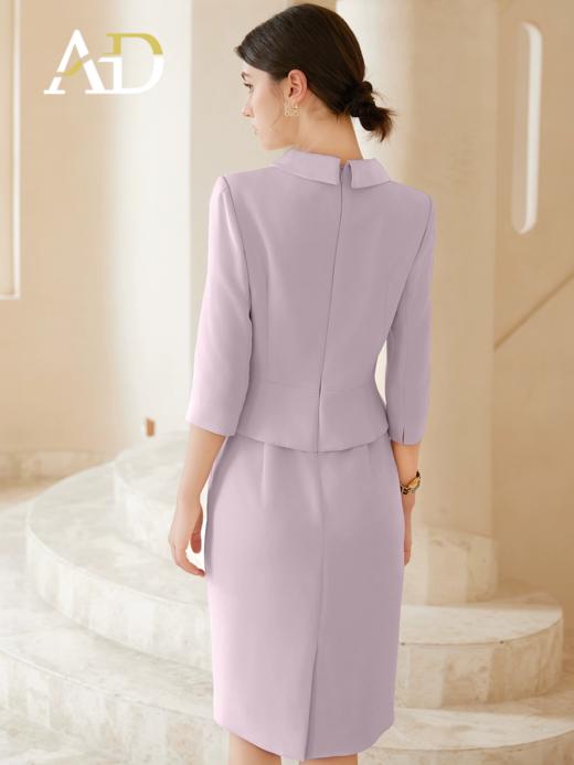 AD米色醋酸连衣裙气质名媛高端女神范假两件圆领正装千金风 商品图6