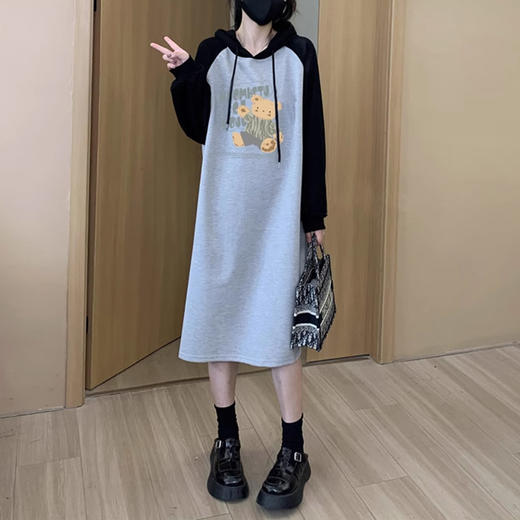 裁缝学苑AQ357长款卫衣裙纸样女装新款连帽插肩袖长袖过膝连衣裙版型 商品图1