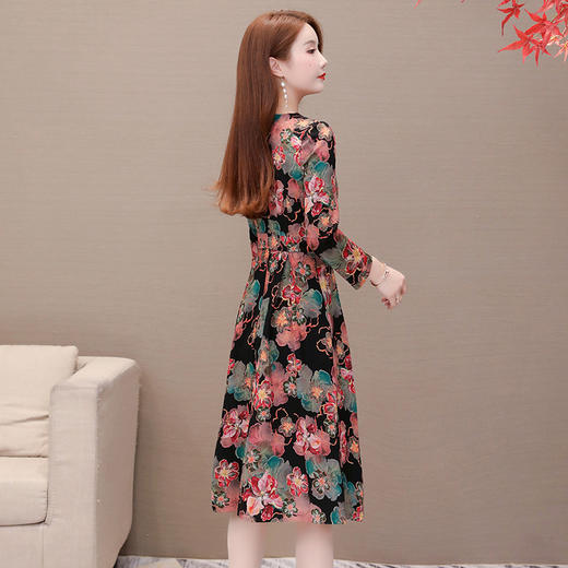 时尚连衣裙印花裙，中长款A字裙QYM-LRX-20966-Y 商品图1