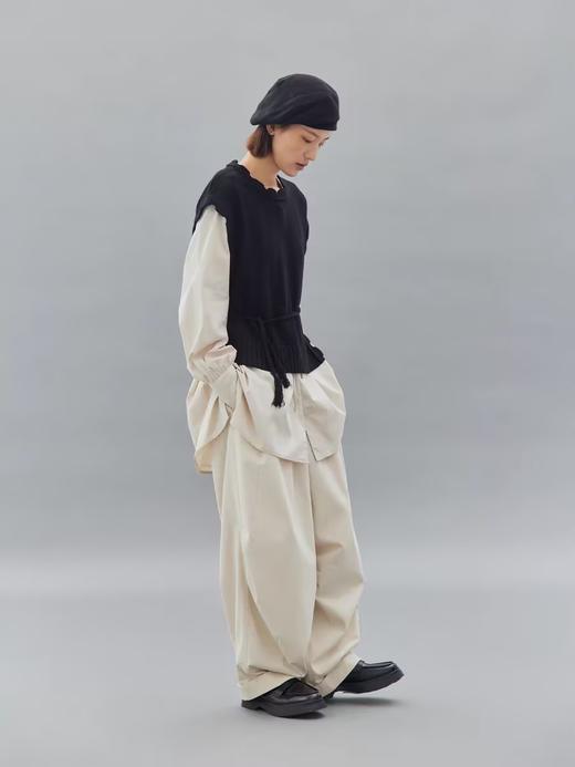 步履不停/4C11202C/初秋水粉色宽松V领无领衬衫 商品图1