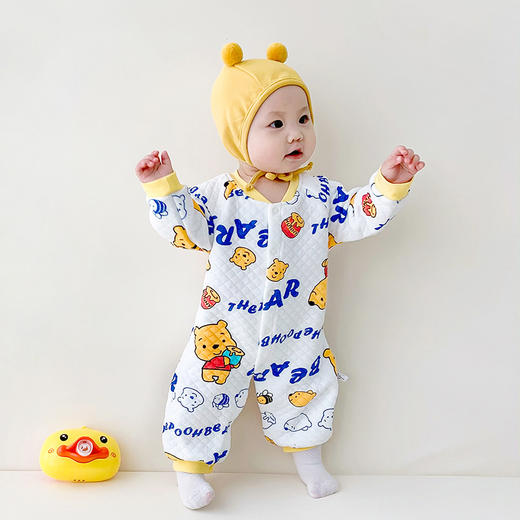 【亲肤柔软，透气舒适，内里夹棉，厚实保暖】初生婴儿衣服秋冬季 宝宝冬装夹棉连体衣 保暖加厚新生儿哈衣爬服潮款-QQ 商品图5