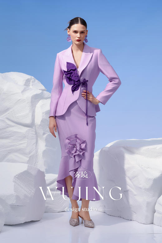 4202066 淡紫静怡 进口亮丝斜纹外套 雾境 商品图2